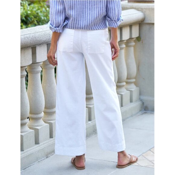 Frank & Eileen Wexford Wide Leg Pants Linen Blend White Size 8 - Picture 2 of 13
